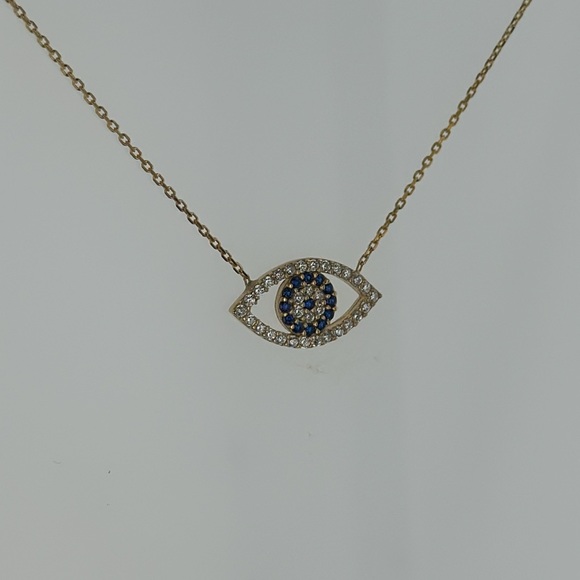Evil Eye CZ Sterling Silver 16”Necklace - Picture 2 of 2